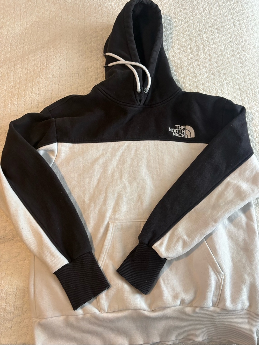 The North Face Men's Black and White Pullover Hoodie medium